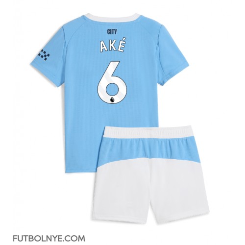 Camiseta Manchester City Nathan Ake #6 Primera Equipación para niños 2025-26 manga corta (+ pantalones cortos)